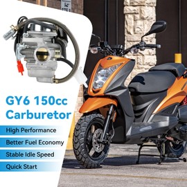 EOPOAYI Performance GY6 150cc Carburetor PD24J Ignition Coil Throttle Cable Kit for 125cc Taotao Scooter Moped 152QMI 157QMJ Engine Kymco Roketa Motorcycle ATV Go Kart Parts with Starter Solenoid