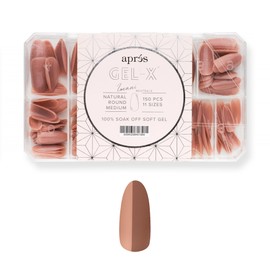 Apres Neutrals Gel-X Imani Box Of Nail Tips, 11 Sizes 00-9, Soft Gel Tip Box (150pcs) (Natural Round Medium, 150)