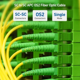 Cable Matters 10Gbps OFNP Plenum Fiber Optic Internet Cable - 82ft / 25m, SC APC to SC APC OS2 Single Mode Simplex Optic Cord, Compatible with Verizon Fios and AT&T Fiber ONT Replacement Cable