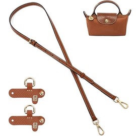 Leather Bag Shoulder Strap Replacement Conversion Kit Compatible with Longchomp Mini Le Pliage Pouch, Adjustable Crossbody Purse Straps Fit for Long Chomp Handbag
