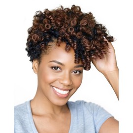 QUEENTAS 3 Packs 8mm 20 inch Short Crochet Hair for Black Women Jamaican Bounce Curly Crochet Hair Extensions Synthetic Tapered Afro Braids Passion Twist Jerry Ringlet Wand Curl(Black to Brown #1B/30)