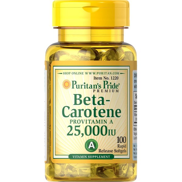 Puritan's Pride 2 Pack of Beta-Carotene 25,000 IU Carotene 25,000 IU-100 Softgels
