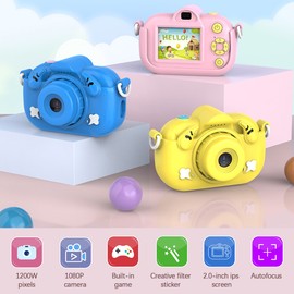 1080P Digital Camera Kids Camera 12MP HD Children Camera Kids Selfie Camera for Boys And Girls 2.0-inch IPS Screen Birthday Gift Festival Gift Great Gift for Childeren Age 3-12 Year Old
