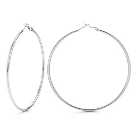 Chriscoco Hoop Earrings 925 Silver for Women Hoop Earrings Large Silver Hypoallergenic Lightweight Hoop Earrings Silver for Girls 20/30/40/50/60/70 mm, Silver, No Gemstone