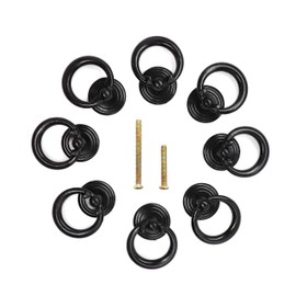 binifiMux 8-Pack Vintage Black Dresser Drawer Dreseer Funniture Drop Ring Knobs Pulls Single Hole