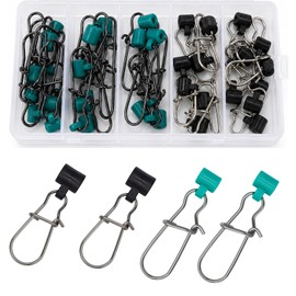 ELLYCIO 30Pcs Sinker Slides for Fishing, Fishing Weight Sliders with Duo Lock Snaps, Heavy Duty Sinker Slider Connectors for Catfish Rig, Surf Fishing, Saltwater Freshwater Rigs Size S,L