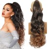 HENSLEELY 22Inch Claw Wavy Ponytail Extension Black to Brown Long