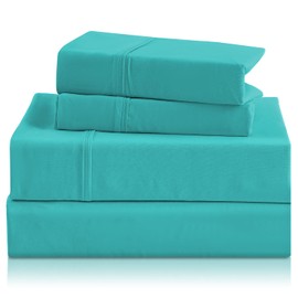 CozySmile Holtel Luxury Twin Size Sheet Set - 3 Piece Soft Microfiber Sheets for Twin Size Bed, 16" Deep Pocket Easy Care Wrinkle Free Cooling Bedding Sheet and Pillowcase Set, Turquoise