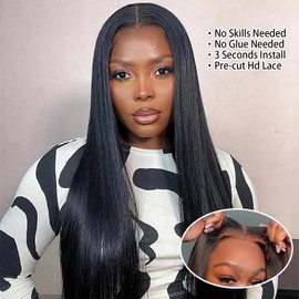 LATTIXXIA Straight Lace Front Wigs Human Hair 13x4 HD Transparent Lace Front Wigs for Women Glueless Wigs Human Hair Pre Plucked Pre Cut 200% Density Natural Color 20 Inch