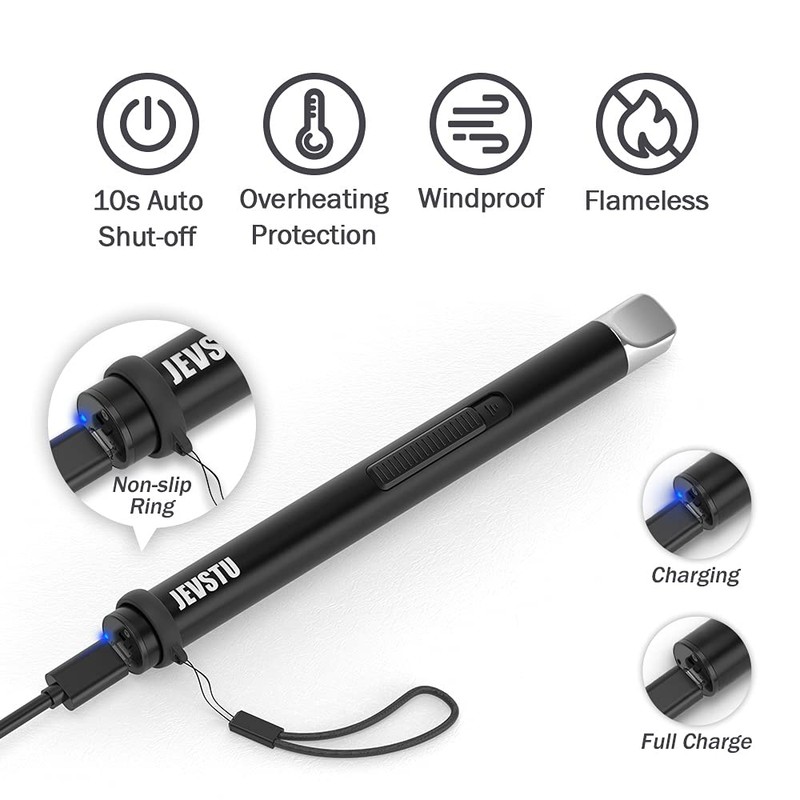 JEVSTU Electric Lighter, Candle Lighter USB Rechargeable, Arc Windproof Flameless