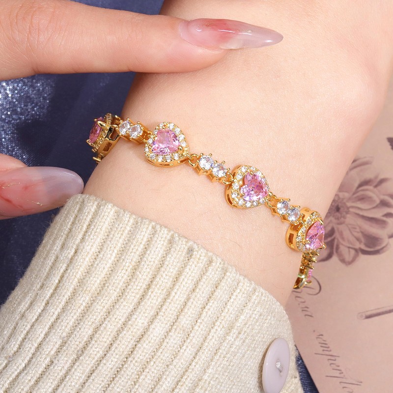 Birthstone Bracelets for Women 925 Sterling Silver Heart Charm Created