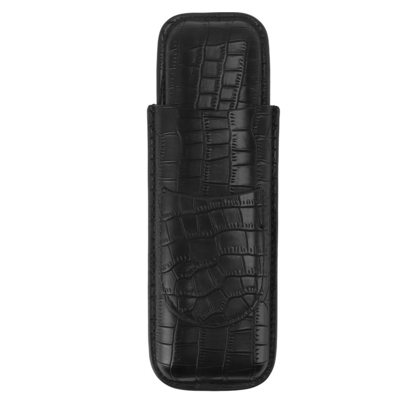 Cigar Case 2 Finger Moisturizing Faux Leather Portable Cigar Box