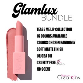 Glam Lux Beauty Mystery Bundle Blend It Up Beauty Blender Makeup Sponge Collection 4 shapes (Mauve), Beauty Creations Tease Me Soft Matte Nude Lipsticks Long Lasting, Signature Lip Pencil Pigmented