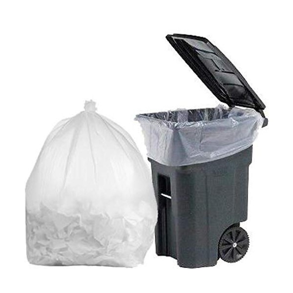 PlasticMill 64 Gallon Garbage Bags: Clear, 1.5 Mil, 50x60, 50 Bags.