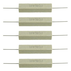 BOJACK Ceramic Cement Resistor 10W 50 ohm Resistance 5% Ceramic Wire Wound Resistors（Pack of 5）