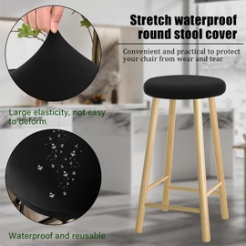 Sgphrzlt Round Bar Stool Seat Covers Set of 3, Waterproof Circle Chair Slipcovers Washable, Removable Elastic Cushion Protector for Dining Chair Kitchen Counter Hotel Use, Grey