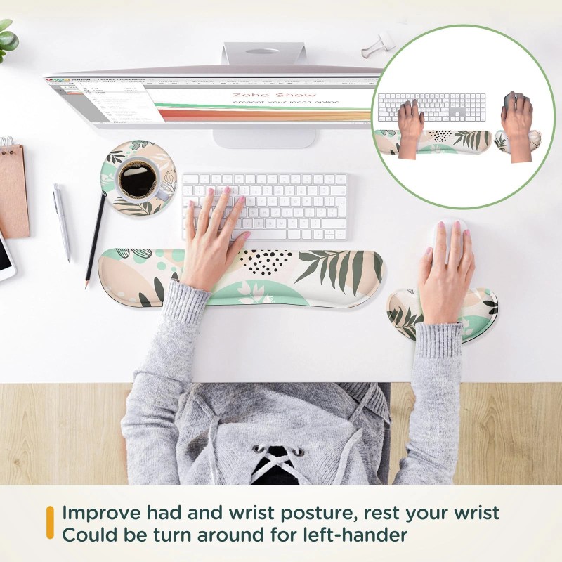 Gimars Memory Foam Wrist Rest Set Ergonomic Support For Keyboard