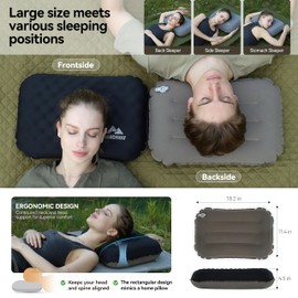 MARCHWAY Inflatable Camping Pillow with Foam Top - Lightweight Compact, Dual-Sided All-Season for Camping, Hiking, Backpacking, Car Travel (Black)