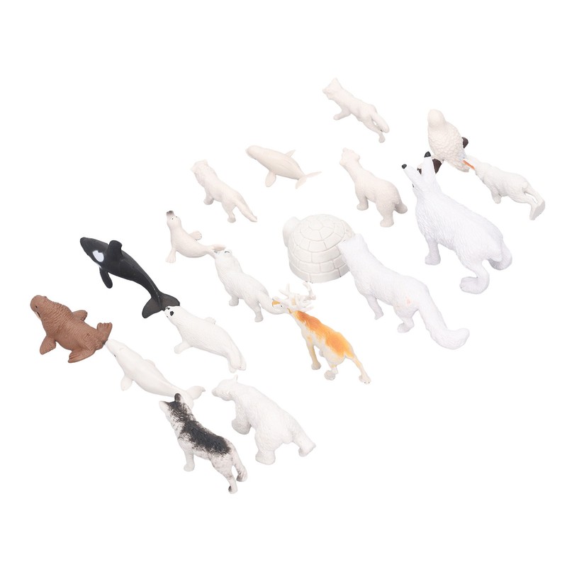 Arctic Animal Figurine Set 18pcs Kid Simulated Arctic Hare Reindeer