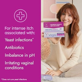 Vagisil Crema femenina antipicazón de máxima potencia con benzocaína para mujeres, ayuda a aliviar la irritación de la infección por levaduras, probad