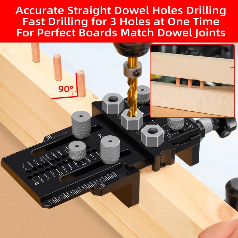GOINGMAKE Dowel Jig Kit with Quick Positive Stop and Clamp,