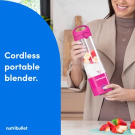NutriBullet nutribullet Portable Blender, Cordless, 20oz Vessel, Personal Blender, USB-C Rechargeable, Bright Pink, NBPB50100BP