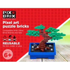 Pix Brix Pixel Art Puzzle Bricks Bucket - 1,500 Piece Pixel Art Kit with 11 Colors, Light Palette - Interlocking Building Bricks, 2D and 3D Builds - Stem Toys, Ages 6 Plus