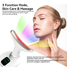 Facial Massager for Face and Neck, Red-Light-Therapy-for-Face and Neck, Face culpting Wand with 7 Color, at-Home Face Tool for Skin Care, Christmas Gifts for Women