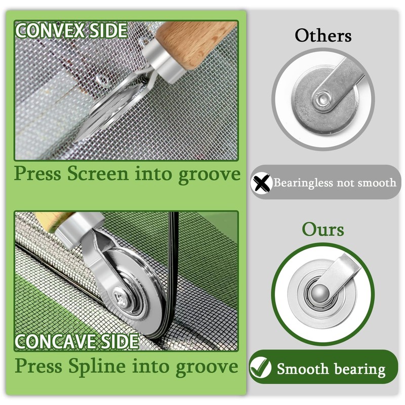 King&Charles Screen Repair Kit/Tool, Screen Roller Tool, Steel Roller with