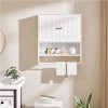 Topeakmart Bathroom Wall Cabinet with Towel Bar and Adjustable Shelf