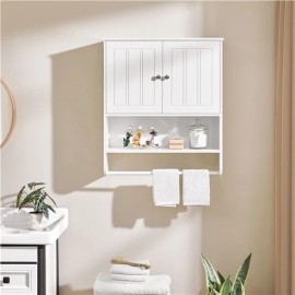 Topeakmart Bathroom Wall Cabinet with Towel Bar and Adjustable Shelf for Living Room
