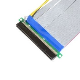 Cablecc PCI-E Express 16X to 16x Riser Extender Card with Molex IDE Power & Ribbon Cable 20cm