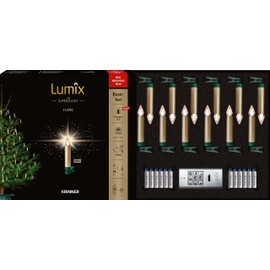 Lumix® Wireless LED Christmas Tree Candles Set of 12 SuperLight Flame Metallic Mini Gold 9 cm Warm White with Remote Control 77143