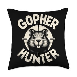 Unique Funny Landscaping Crosshairs Gopher Hunter Throw Pillow