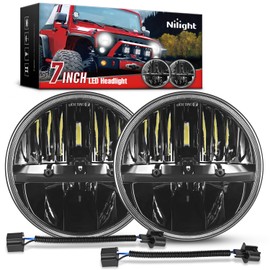 Nilight 2PCS 7 Inch LED Headlights High Low Beam 7" Round Headlamp for 2007 2008 2009 2010 2011 2012 2013 2014 2015 2016 2017 Wrangler TJ JK JKU 1997-2006 Wrangler TJ 2 Door