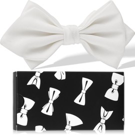 HAWSON Bow Tie for Men Pre Tied Adjustable Mens BowTies Wedding Party Concerts Party Graduation, White, Medium