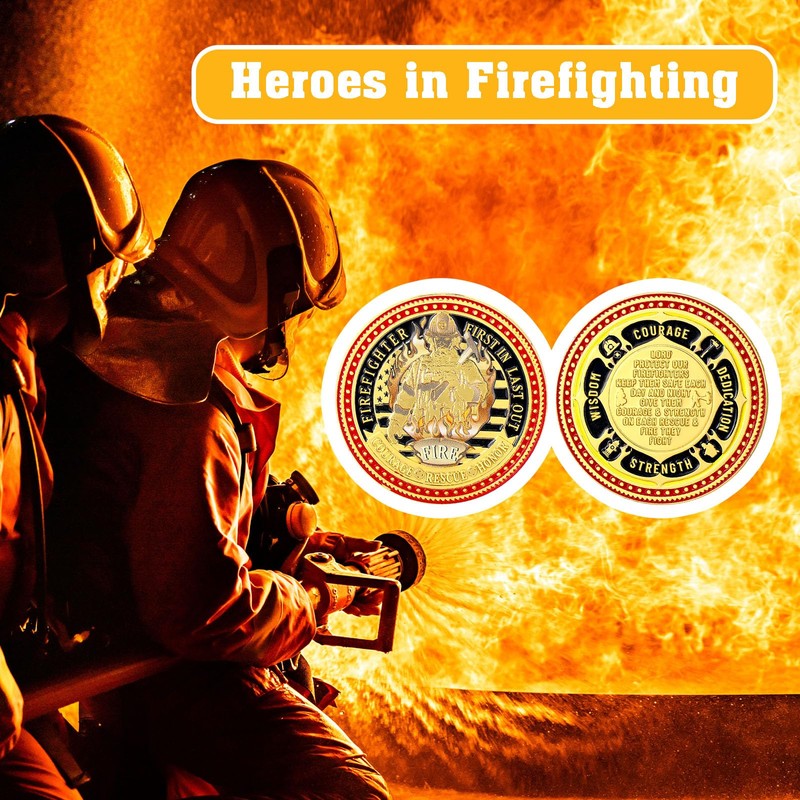 WinnerWhy 10 Pcs Firefighter Coins Fire Prayer Coins Fireman Rescue