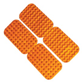 LiteMark DOT-SAE Amber 2 Inch x 3.5 Inch High Reflective Prismatic Lenses with Durable Protective Transparent Layer for Safety and Increased Visibility (Pack of 4 Reflectors)