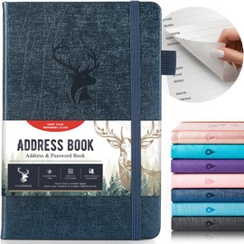 AISBUGUR Address Book with Alphabetical Tabs，Hardcover Small Passwordbook，Address Book Large Print for Phone Numbers，Internet Website Logins，AddressNotebook Journal for Home 5"*7.6"