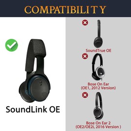 SOULWIT Replacement Headband Pad Kit for Bose SoundLink On-Ear (OE) Headphones, Headset Head Band Top Cushion Cover Repair Part, Easy DIY Installation - Black