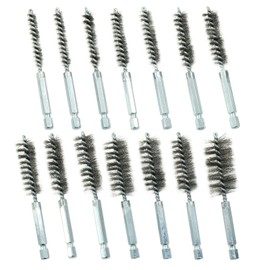 Dijedev 14 Pcs Stainless Steel Brush Set, Twisted Wire Drill Brush, Metal Bristles Wire Brush Bore, Wire Cleaning Brush Set with 1/4 inch Hex Shank Handle for Power Drill Plumbing Tools