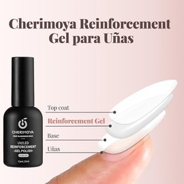 CHERIMOYA Gel UV LED de Refuerzo Nude Translúcido 15ml Reinforcement Builder Overlay Strengthener Gel Polish Soak Off, Fortalecedor Uñas Naturales Déb