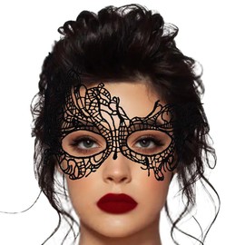 Nicute Lace Masquerade Mask Black Halloween Masks for Women(Phoenix)