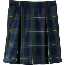 Lands' End Uniform Plaid Pleated Skort Top of Knee Plaid Hunter/Classic Navy Kids 12
