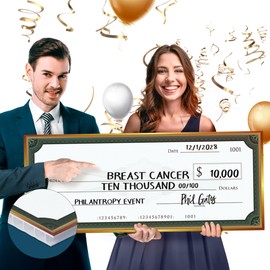 Big Checks for Presentations, 13.5" x 32" - Giant Check - Large, Fake, Blank, Oversized for Fundraisers, Retirement, Charity & Donation Events