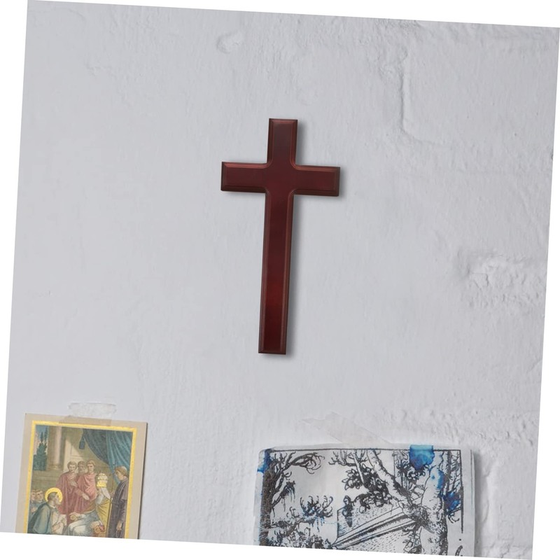 Ciieeo Solid Wood Crucifix Cross Wall Hanging Decor Wooden Craft