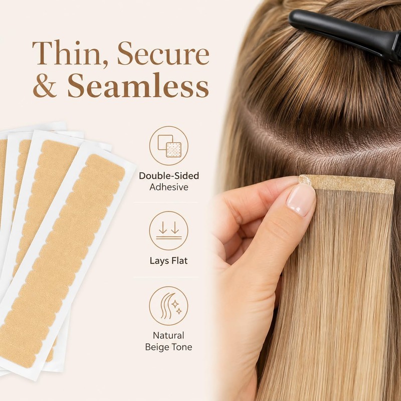 Hair Extension Tape, 120 Double Sided Tabs for Tape Ins