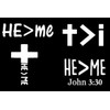 He is Greater Than Me Decal 4 Pack: Text, Cross,