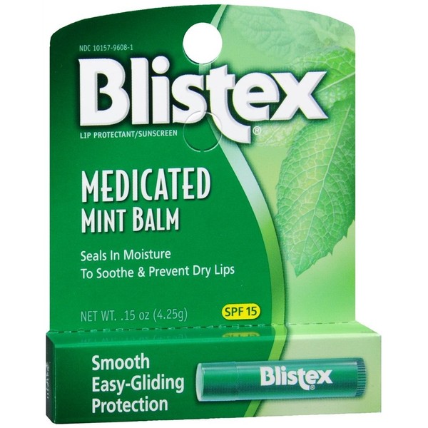 Blistex Medicated Lip Balm Protectant/Sunscreen SPF 15 Mint, 0.15 OZ