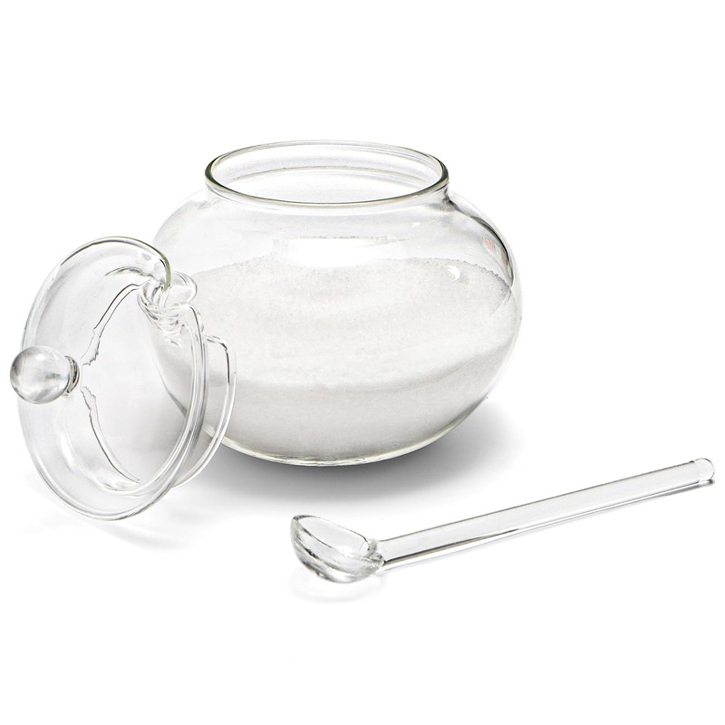 Frcctre Set of 2 Glass Sugar Bowl with Spoon and